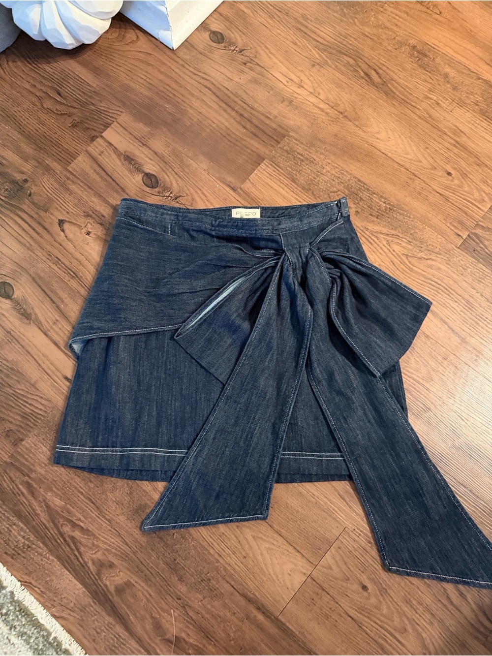 Pilcro Dark Blue Denim Mini Skirt with Front Tie